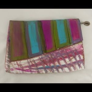 🔅 Handbag, in leather, hand painted, in pastel colors, in good condition.👛